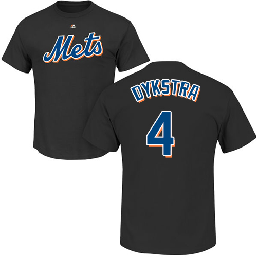 MLB Nike New York Mets #4 Lenny Dykstra Black Name & Number T-Shirt