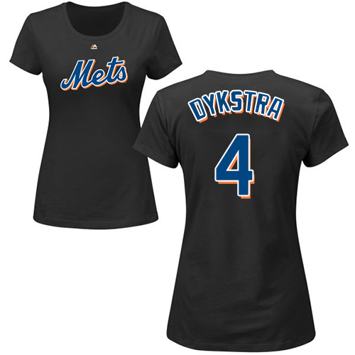 MLB Women's Nike New York Mets #4 Lenny Dykstra Black Name & Number T-Shirt