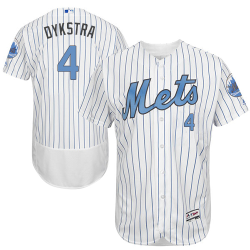 Men's Majestic New York Mets #4 Lenny Dykstra Authentic White 2016 Father's Day Fashion Flex Base MLB Jersey