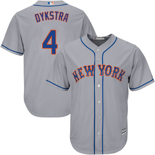 Men's Majestic New York Mets #4 Lenny Dykstra Replica Grey Road Cool Base MLB Jersey