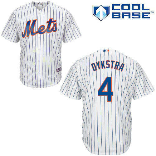 Men's Majestic New York Mets #4 Lenny Dykstra Replica White Home Cool Base MLB Jersey