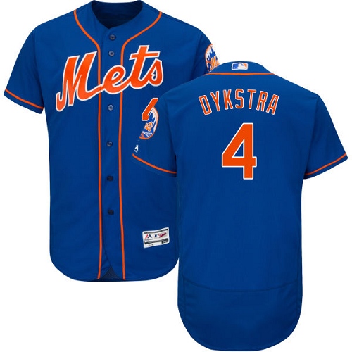 Men's Majestic New York Mets #4 Lenny Dykstra Royal Blue Alternate Flex Base Authentic Collection MLB Jersey