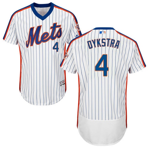Men's Majestic New York Mets #4 Lenny Dykstra White Alternate Flex Base Authentic Collection MLB Jersey