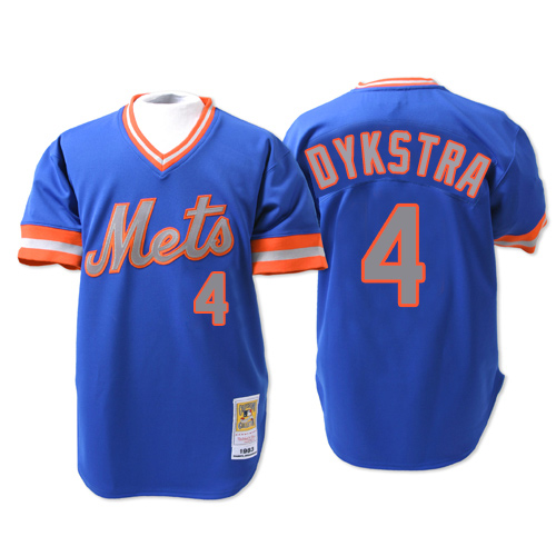 Men's Mitchell and Ness New York Mets #4 Lenny Dykstra Authentic Blue 1983 Throwback MLB Jersey