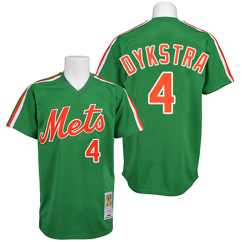 Men's Mitchell and Ness New York Mets #4 Lenny Dykstra Replica Green 1985 Throwback MLB Jersey