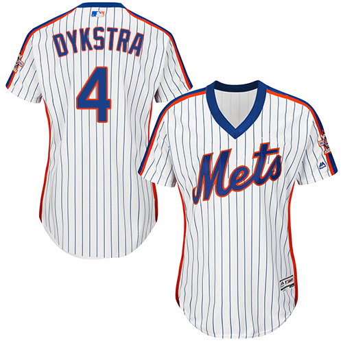 Women's Majestic New York Mets #4 Lenny Dykstra Authentic White Alternate Cool Base MLB Jersey