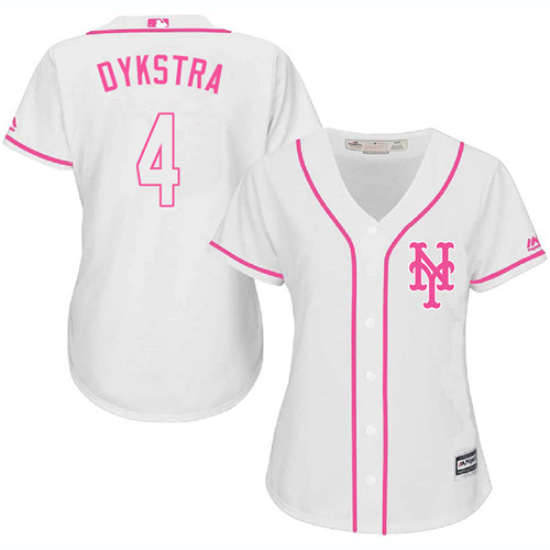 Women's Majestic New York Mets #4 Lenny Dykstra Authentic White Fashion Cool Base MLB Jersey