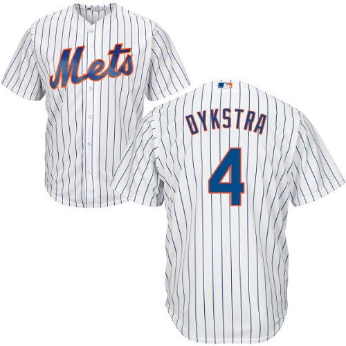 Youth Majestic New York Mets #4 Lenny Dykstra Authentic White Home Cool Base MLB Jersey
