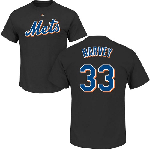 MLB Nike New York Mets #33 Matt Harvey Black Name & Number T-Shirt
