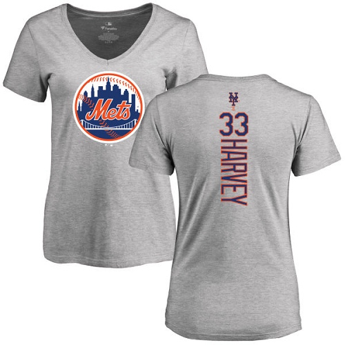 MLB Women's Nike New York Mets #33 Matt Harvey Ash Backer T-Shirt