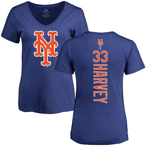 MLB Women's Nike New York Mets #33 Matt Harvey Royal Blue Backer T-Shirt