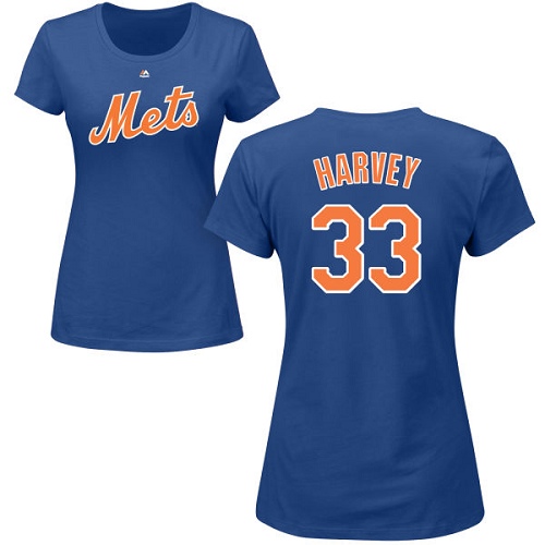 MLB Women's Nike New York Mets #33 Matt Harvey Royal Blue Name & Number T-Shirt
