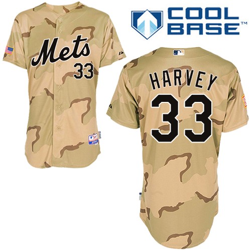 Men's Majestic New York Mets #33 Matt Harvey Authentic Camo Commemorative Military Day Cool Base MLB Jersey