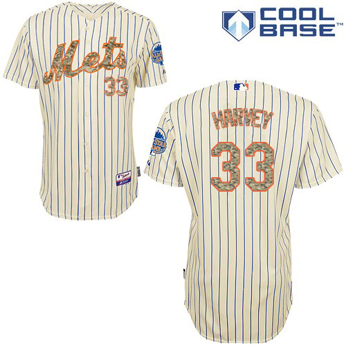 Men's Majestic New York Mets #33 Matt Harvey Authentic Cream USMC Cool Base MLB Jersey
