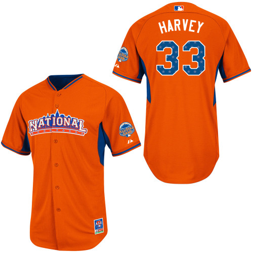 Men's Majestic New York Mets #33 Matt Harvey Authentic Orange National League 2013 All-Star BP MLB Jersey