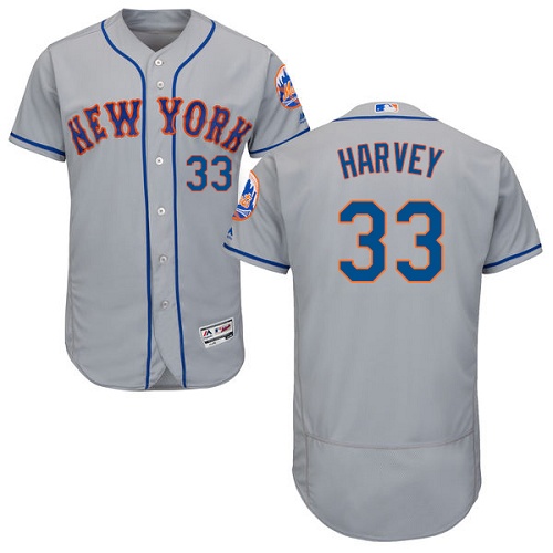 Men's Majestic New York Mets #33 Matt Harvey Grey Road Flex Base Authentic Collection MLB Jersey