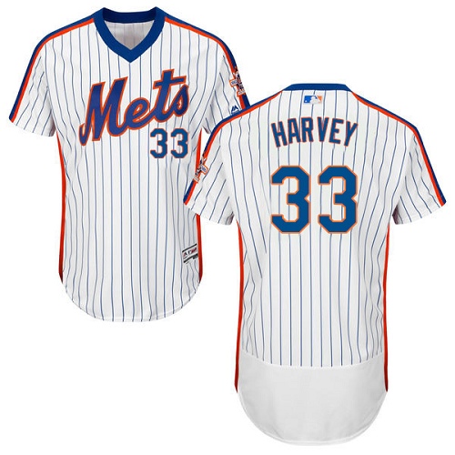 Men's Majestic New York Mets #33 Matt Harvey White Alternate Flex Base Authentic Collection MLB Jersey