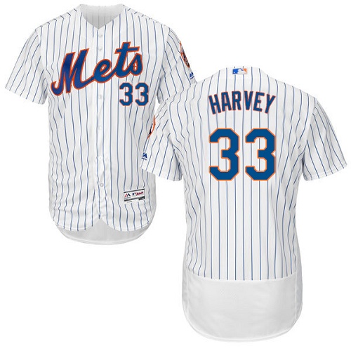 Men's Majestic New York Mets #33 Matt Harvey White Home Flex Base Authentic Collection MLB Jersey