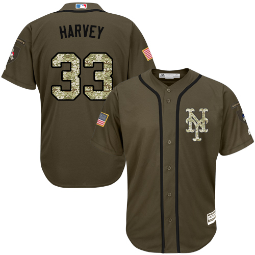 Youth Majestic New York Mets #33 Matt Harvey Authentic Green Salute to Service MLB Jersey