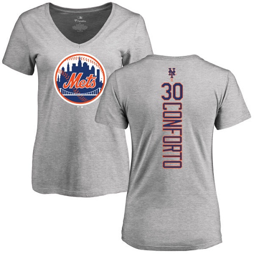 MLB Women's Nike New York Mets #30 Michael Conforto Ash Backer T-Shirt