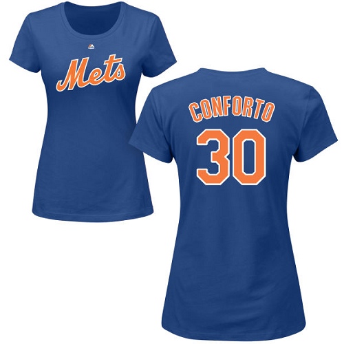 MLB Women's Nike New York Mets #30 Michael Conforto Royal Blue Name & Number T-Shirt