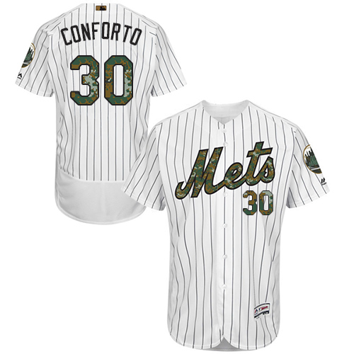 Men's Majestic New York Mets #30 Michael Conforto Authentic White 2016 Memorial Day Fashion Flex Base MLB Jersey