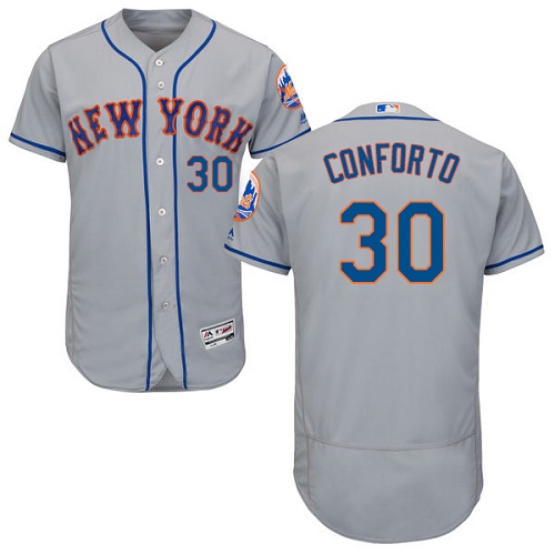 Men's Majestic New York Mets #30 Michael Conforto Grey Road Flex Base Authentic Collection MLB Jersey