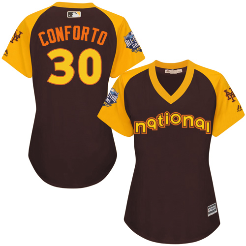 Women's Majestic New York Mets #30 Michael Conforto Authentic Brown 2016 All-Star National League BP Cool Base MLB Jersey