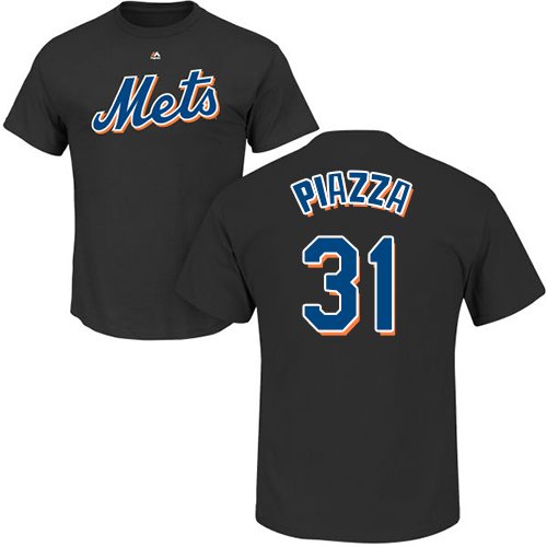 MLB Nike New York Mets #31 Mike Piazza Black Name & Number T-Shirt