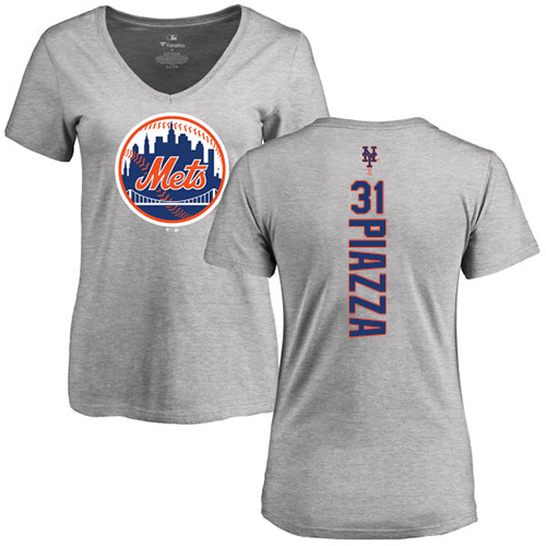 MLB Women's Nike New York Mets #31 Mike Piazza Ash Backer T-Shirt