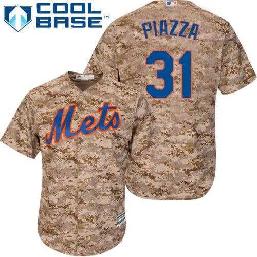 Men's Majestic New York Mets #31 Mike Piazza Authentic Camo Alternate Cool Base MLB Jersey