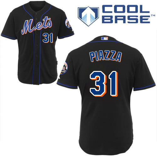 Men's Majestic New York Mets #31 Mike Piazza Replica Black Cool Base MLB Jersey