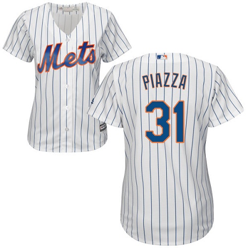 Women's Majestic New York Mets #31 Mike Piazza Authentic White Home Cool Base MLB Jersey