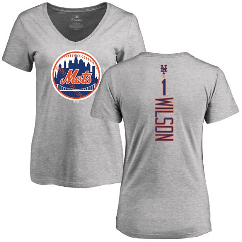 MLB Women's Nike New York Mets #1 Mookie Wilson Ash Backer T-Shirt