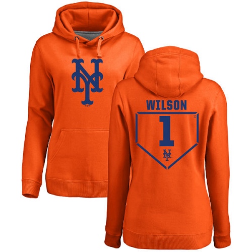 MLB Women's Nike New York Mets #1 Mookie Wilson Orange RBI Pullover Hoodie