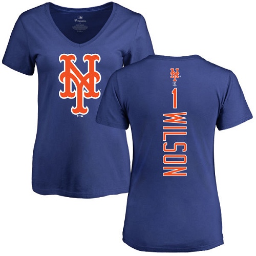 MLB Women's Nike New York Mets #1 Mookie Wilson Royal Blue Backer T-Shirt