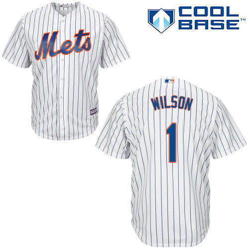 Men's Majestic New York Mets #1 Mookie Wilson Replica White Home Cool Base MLB Jersey