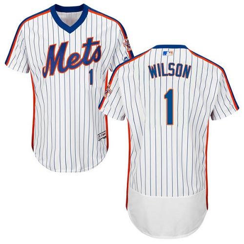 Men's Majestic New York Mets #1 Mookie Wilson White Alternate Flex Base Authentic Collection MLB Jersey
