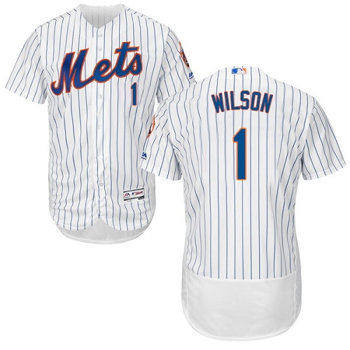 Men's Majestic New York Mets #1 Mookie Wilson White Home Flex Base Authentic Collection MLB Jersey