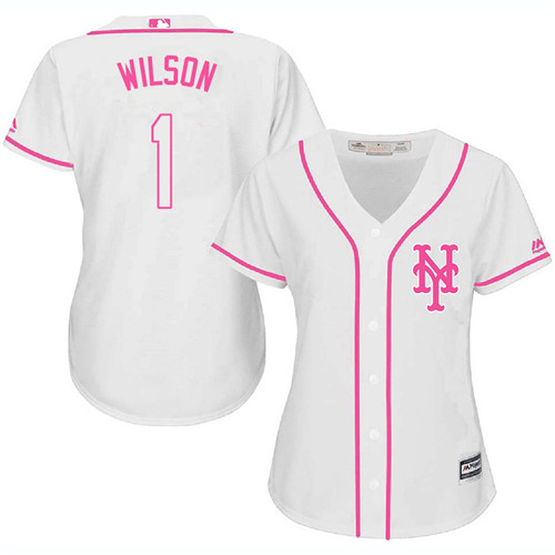 Women's Majestic New York Mets #1 Mookie Wilson Authentic White Fashion Cool Base MLB Jersey