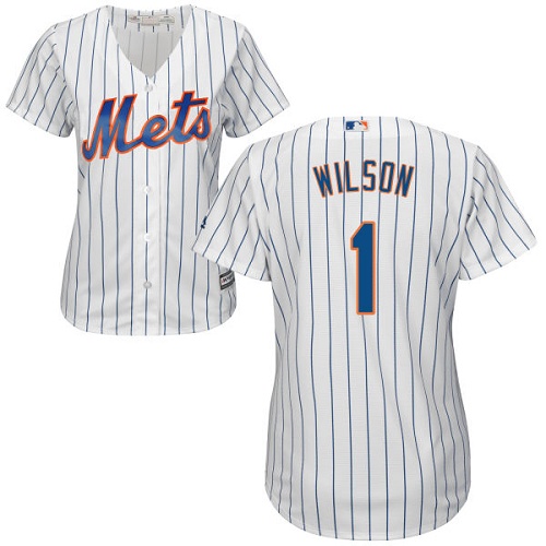 Women's Majestic New York Mets #1 Mookie Wilson Authentic White Home Cool Base MLB Jersey