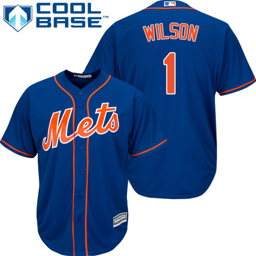 Youth Majestic New York Mets #1 Mookie Wilson Authentic Royal Blue Alternate Home Cool Base MLB Jersey