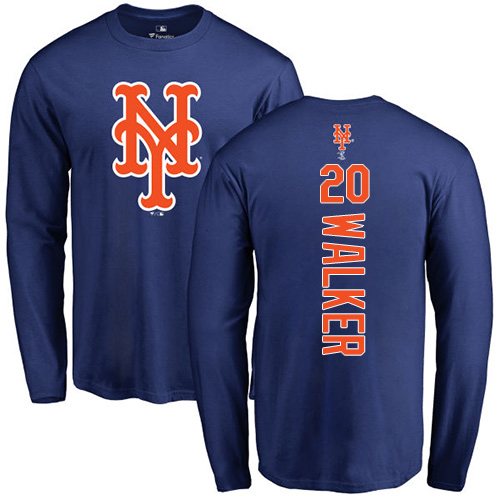 MLB Nike New York Mets #20 Neil Walker Royal Blue Backer Long Sleeve T-Shirt