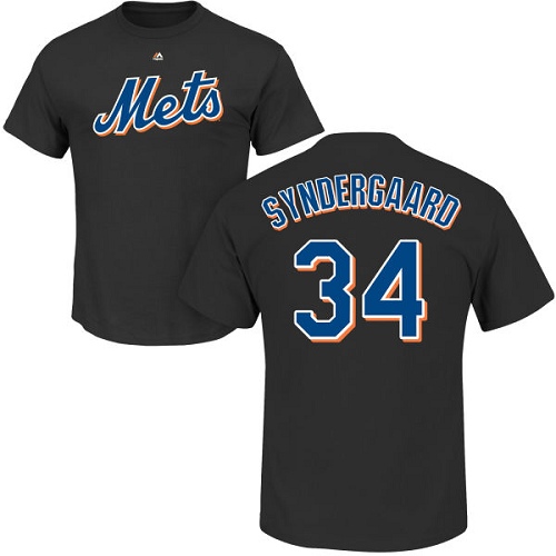 MLB Nike New York Mets #34 Noah Syndergaard Black Name & Number T-Shirt
