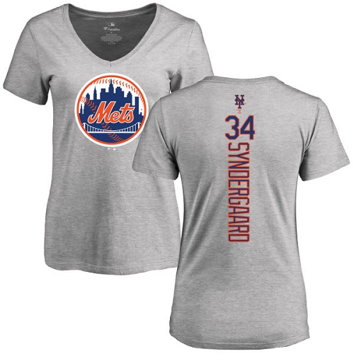MLB Women's Nike New York Mets #34 Noah Syndergaard Ash Backer T-Shirt