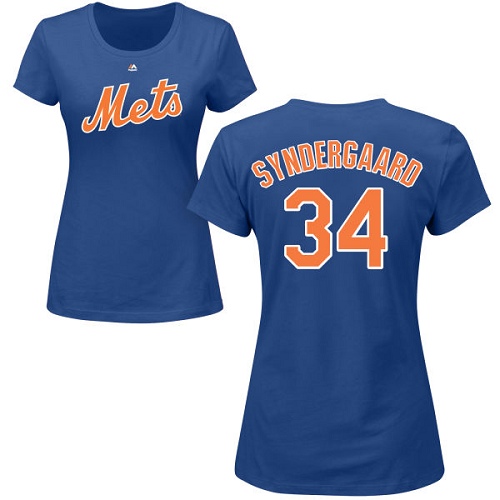 MLB Women's Nike New York Mets #34 Noah Syndergaard Royal Blue Name & Number T-Shirt