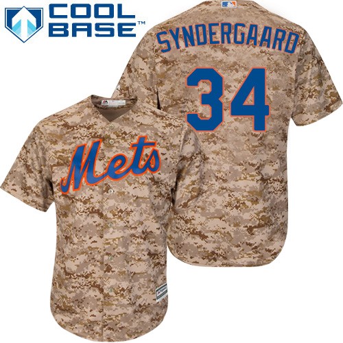 Men's Majestic New York Mets #34 Noah Syndergaard Authentic Camo Alternate Cool Base MLB Jersey