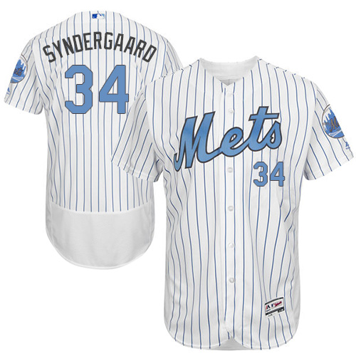 Men's Majestic New York Mets #34 Noah Syndergaard Authentic White 2016 Father's Day Fashion Flex Base MLB Jersey