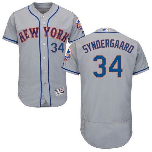 Men's Majestic New York Mets #34 Noah Syndergaard Grey Road Flex Base Authentic Collection MLB Jersey