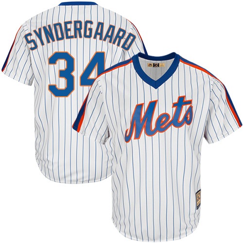 Men's Majestic New York Mets #34 Noah Syndergaard Replica White Cooperstown MLB Jersey